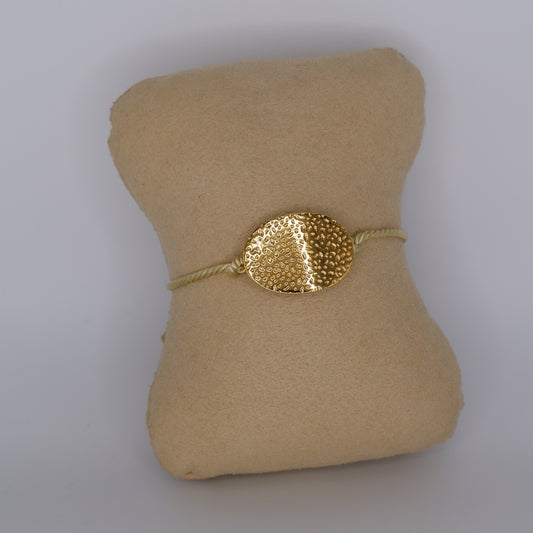 Pulseira Tecido Chapa Dourada