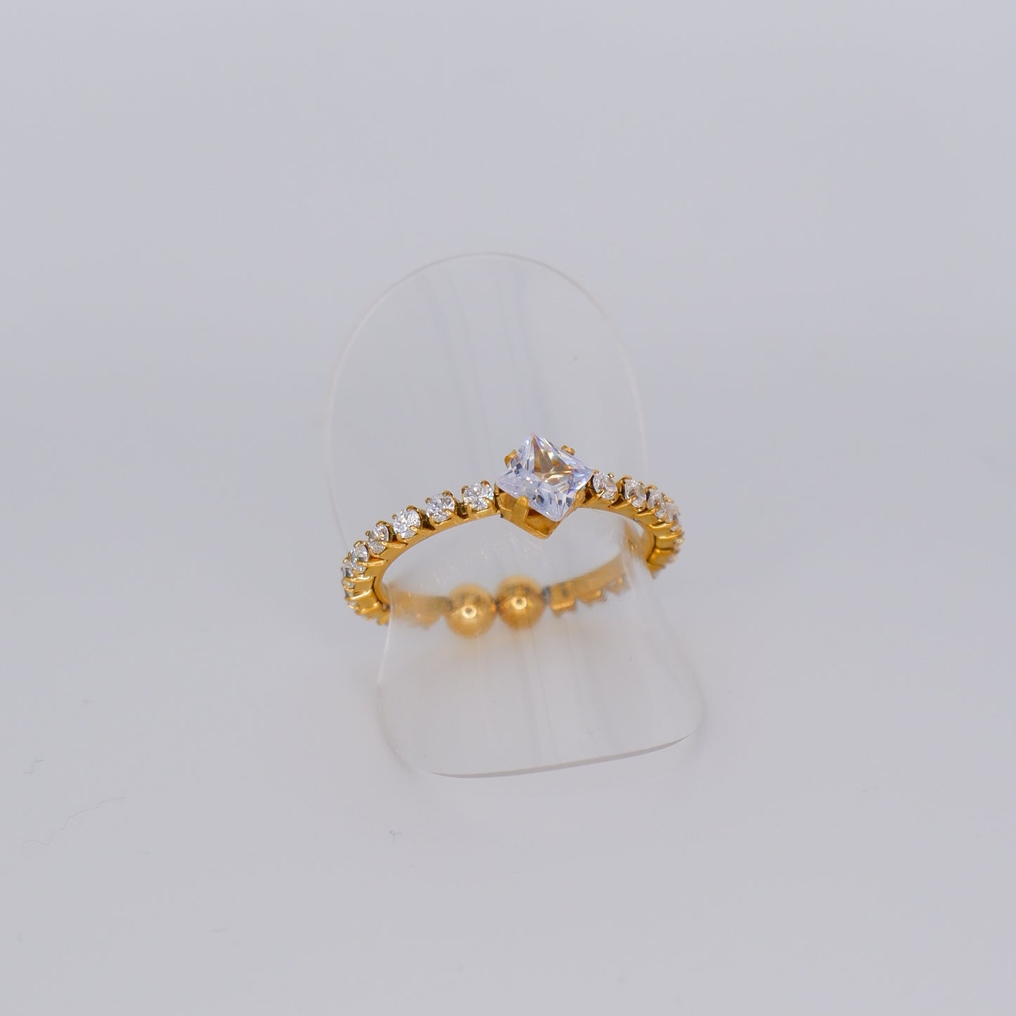 Anel Ajustável Dourado Riviera Transparente