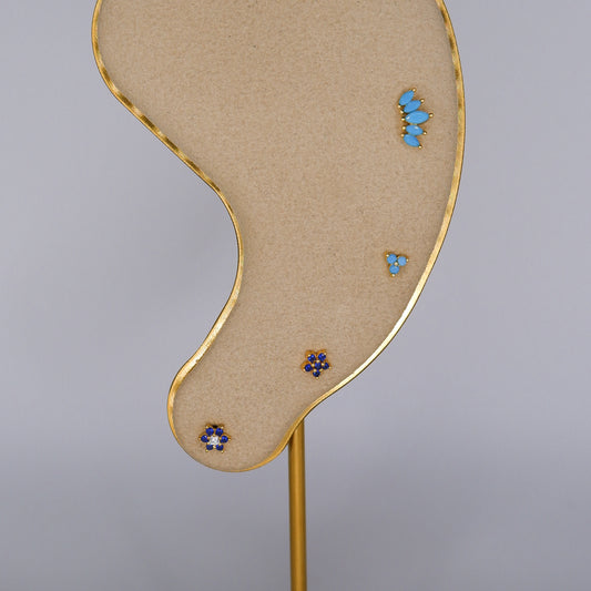 Piercings Bolinha Dourados Azuis