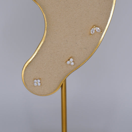 Piercings Bolinha Dourados #8 Flores e Folha