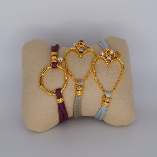 Pulseira Elástica Link & Love Círculo e Coração