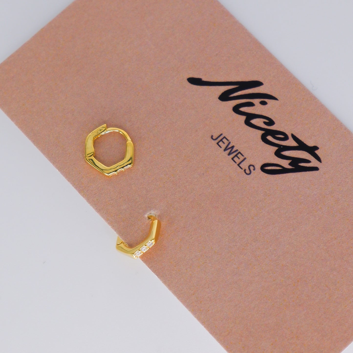 Mini Argola 6mm S925 Dourada Hexagonal