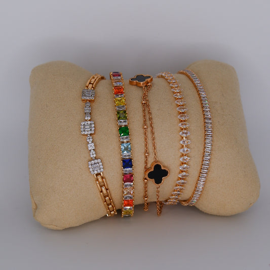 Pulseira Hipoalergénica Rivieras Brilhantes e Trevos