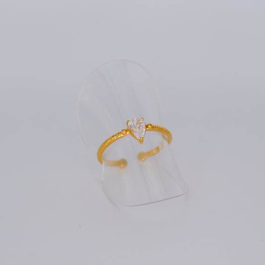 Anel Ajustável Dourado Gota Transparente