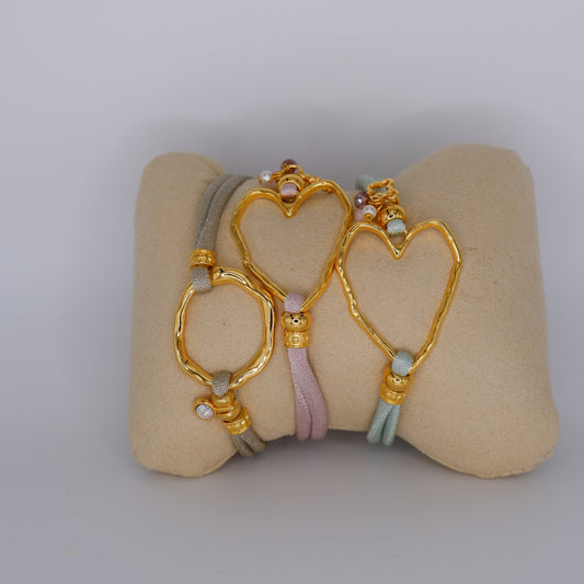 Pulseira Elástica Link & Love Círculo e Coração