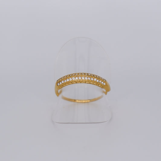 Anel Ajustável Dourado com Pedras Transparentes