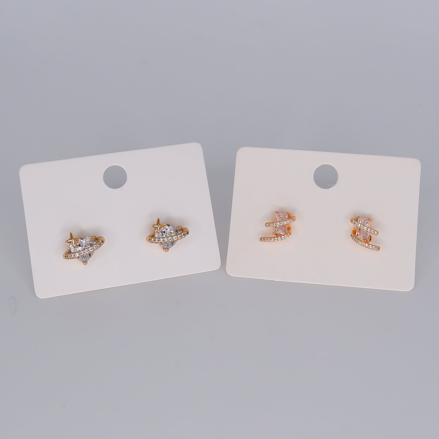 Brincos de Espeto Hipoalergénicos Coração e Retângulo Brilhante