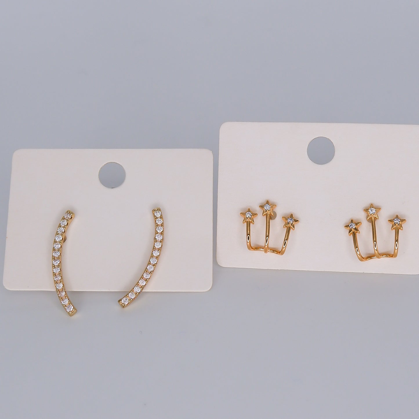 Brincos de Espeto Linha Brilhante e 3 Estrelas