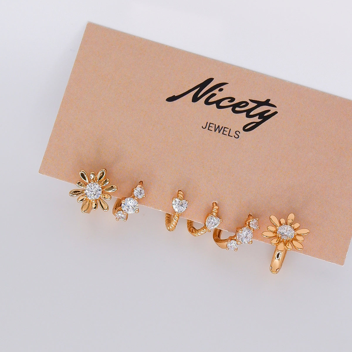 Pack Dourado Hipoalergénico Flores e Brilhos