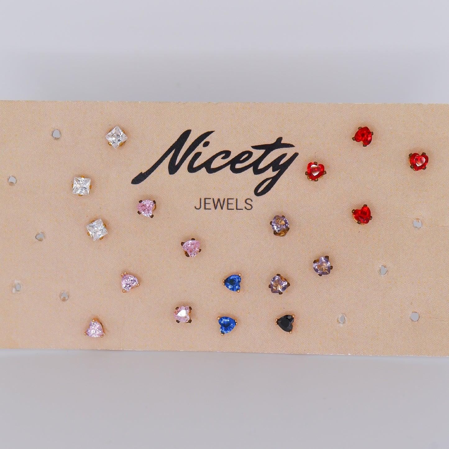 Brincos de Espeto Quadrado Transparente e Corações