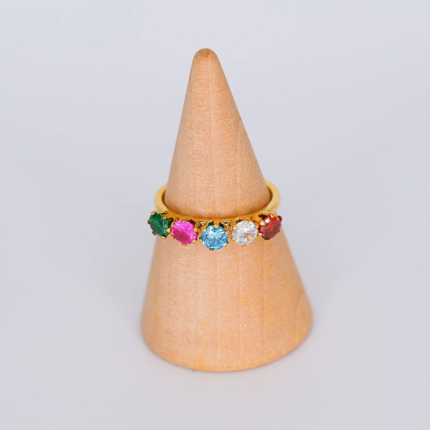Anel 5 Pedras Multicolor