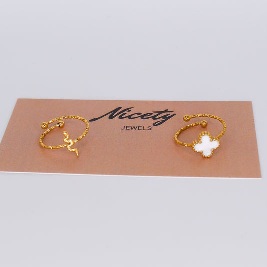 Anel Ajustável Mindinho Cobra e Trevo