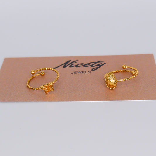 Anel Ajustável Mindinho Gota e Borboleta