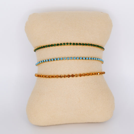 Pulseira Aço Inoxidável Reviera Verde, Azul e Laranja