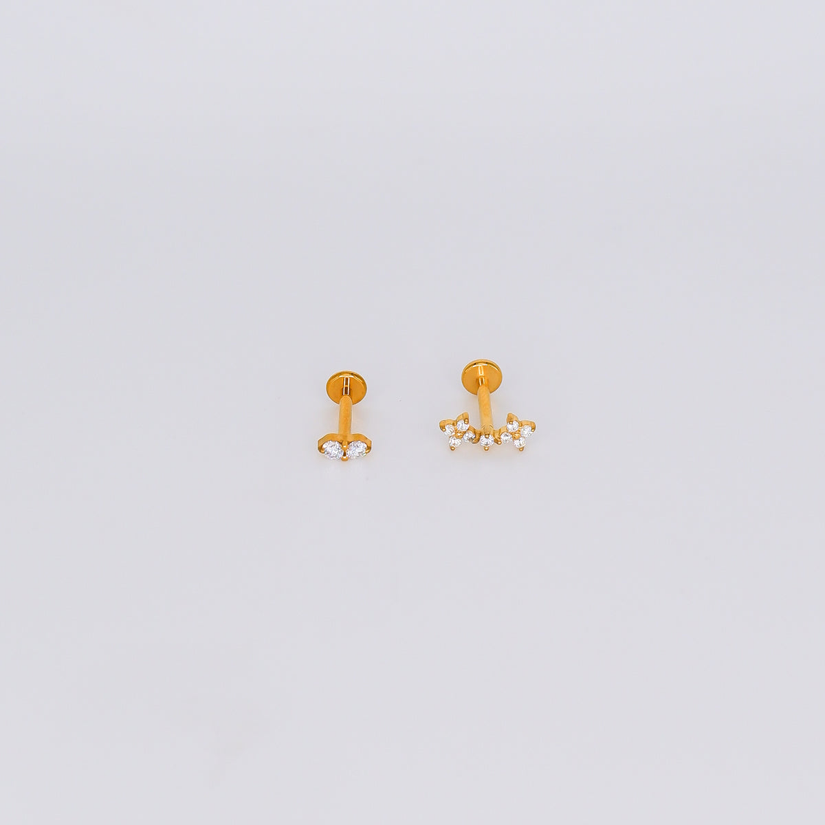 Piercing Achatado 2 brilhos e 2 Flores