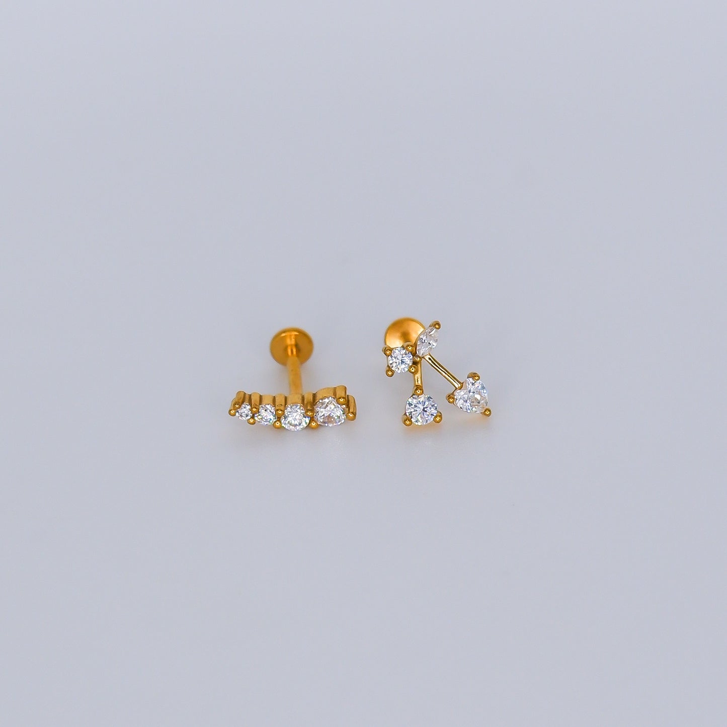 Piercing Achatado 4 Brilhos e Cereja
