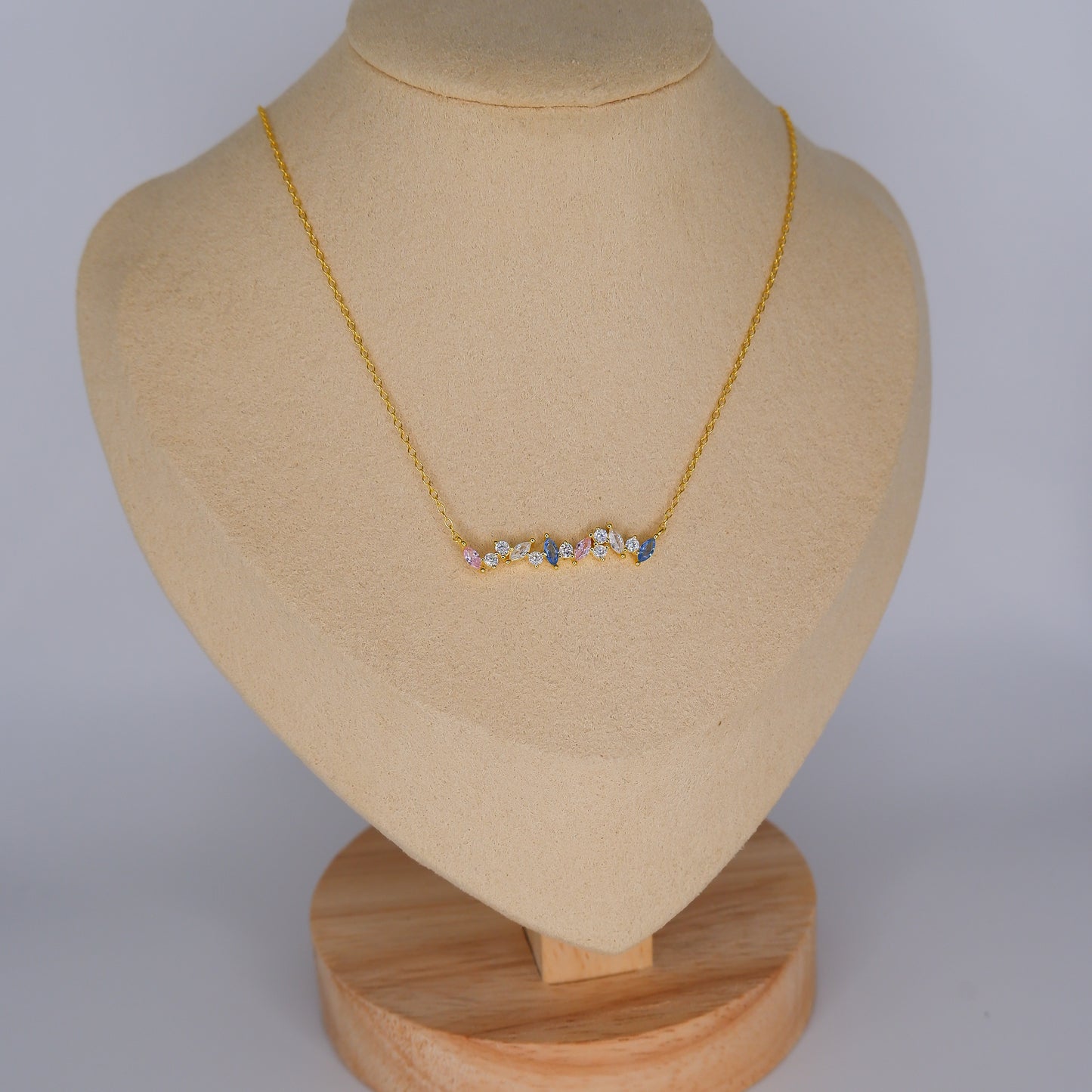 Colar S925 Folhas tons pastel