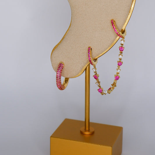 Argola S925 Rosa Brilhantes