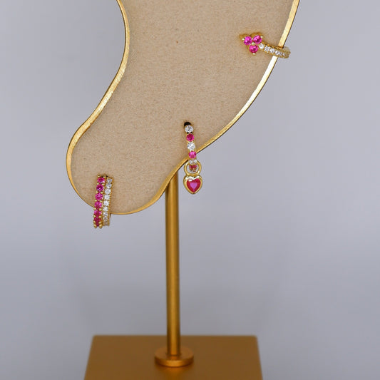 Argola S925 Rosa Brilhantes