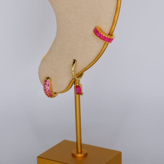 Argola S925 Rosa Brilhantes