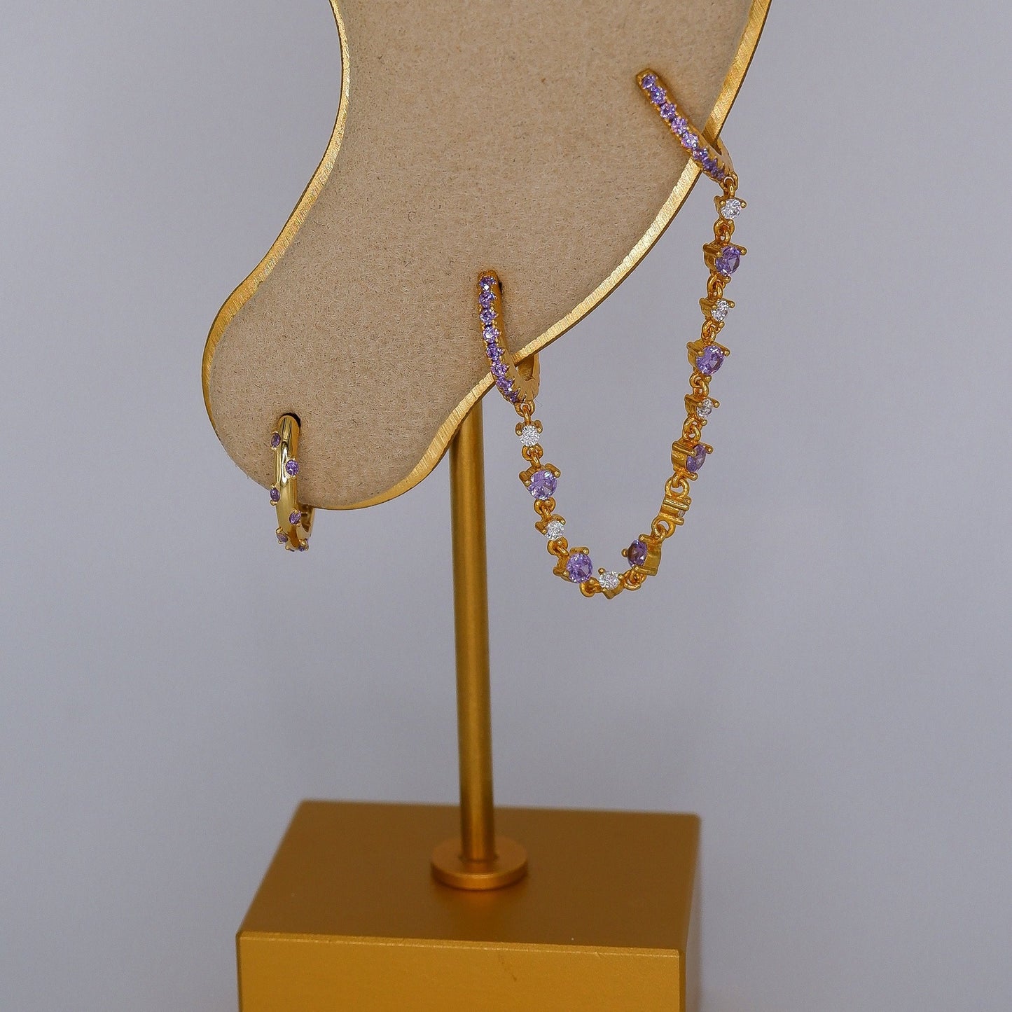 Argola S925 e corrente lilás