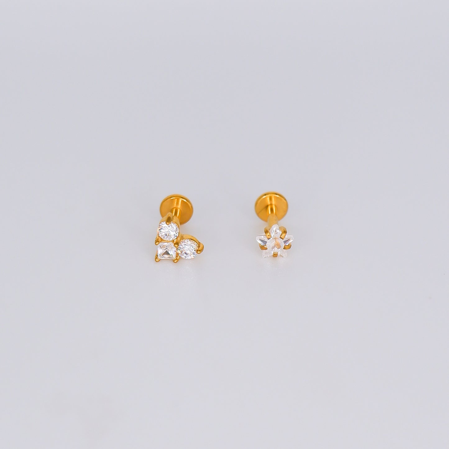 Piercing Achatado 3 Brilhos e Estrela