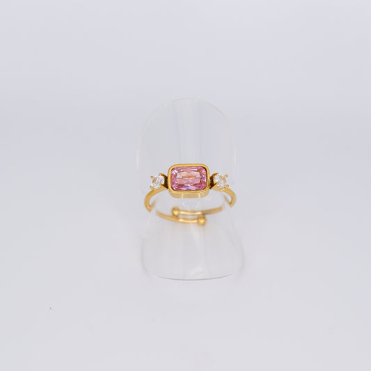 Anel Ajustável Rosa e Transparente