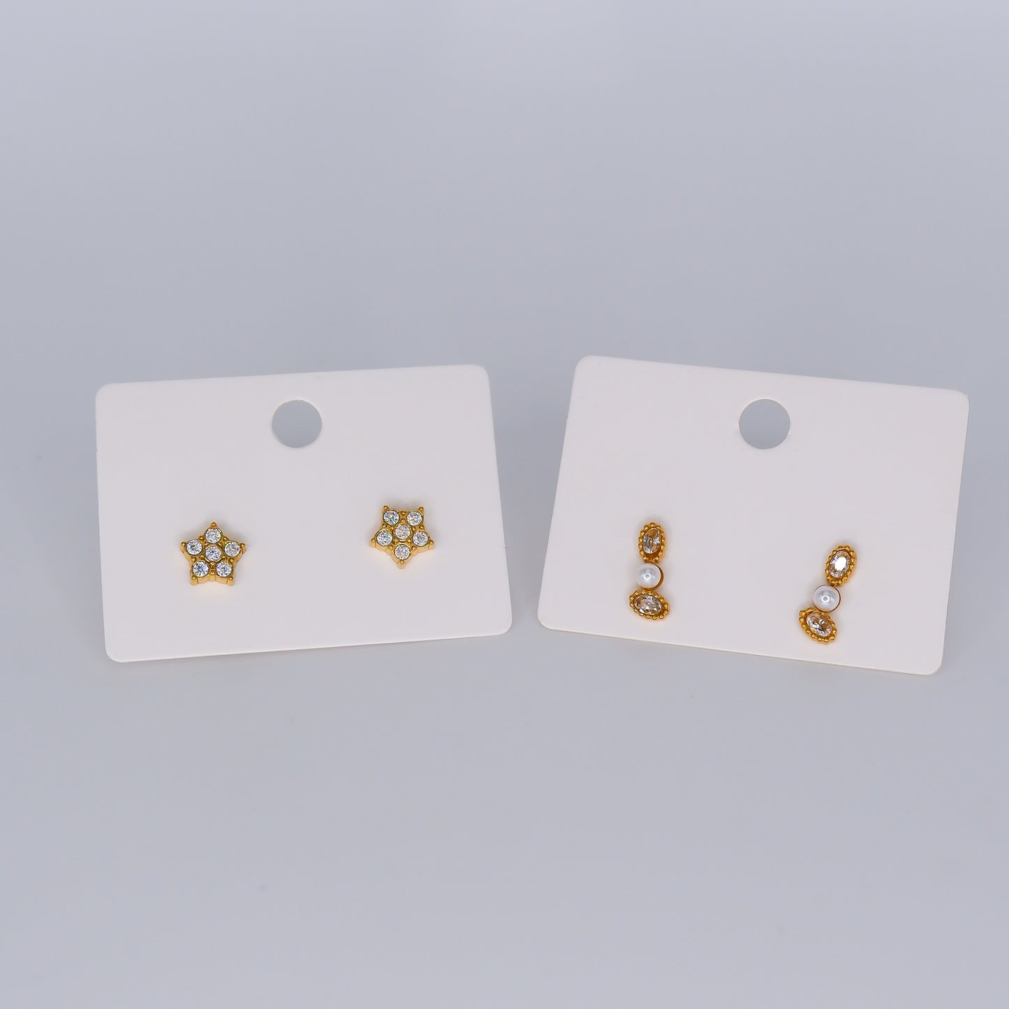 Brincos de Espeto Flor e 2 Brilhos