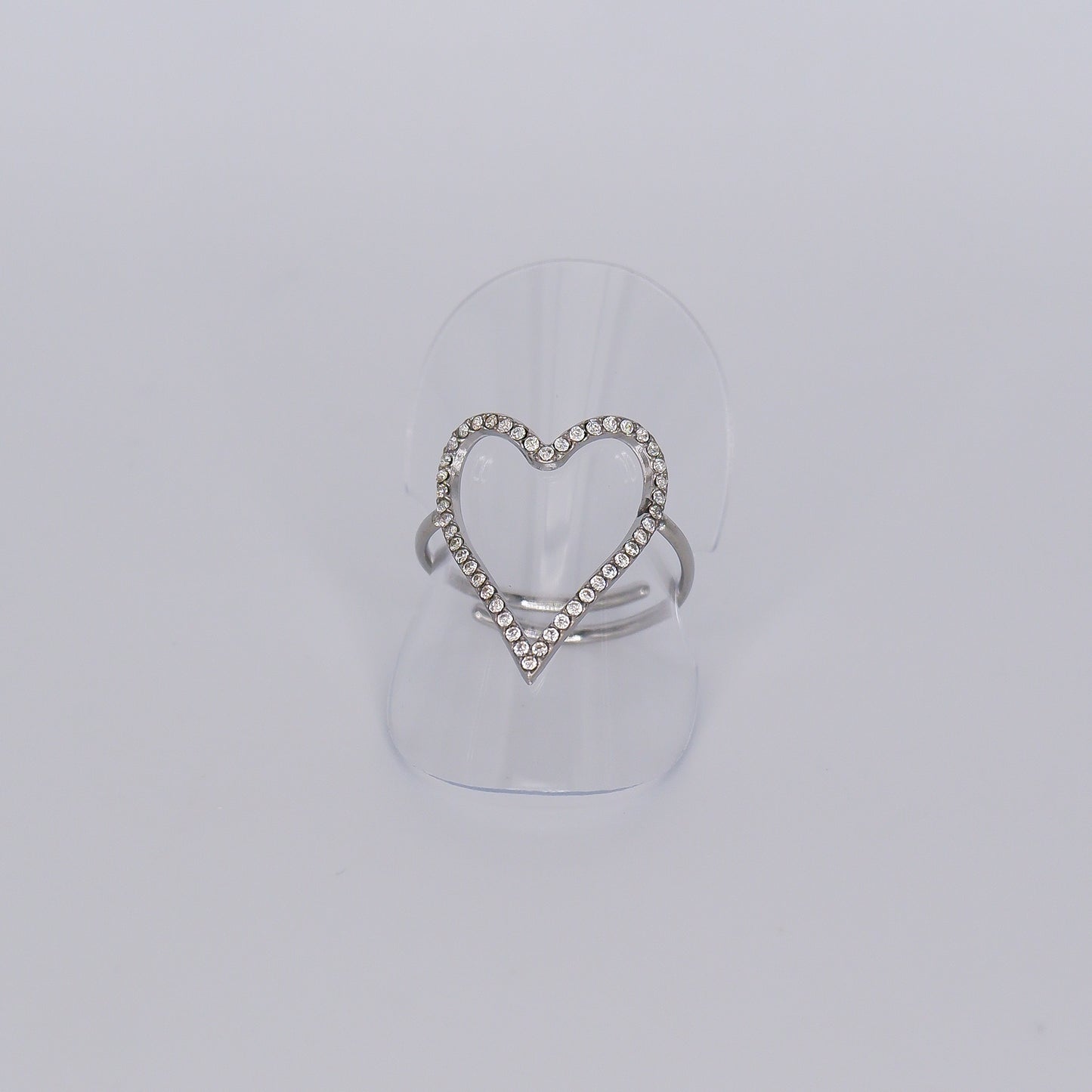 Anel Ajustável Coração Brilhante