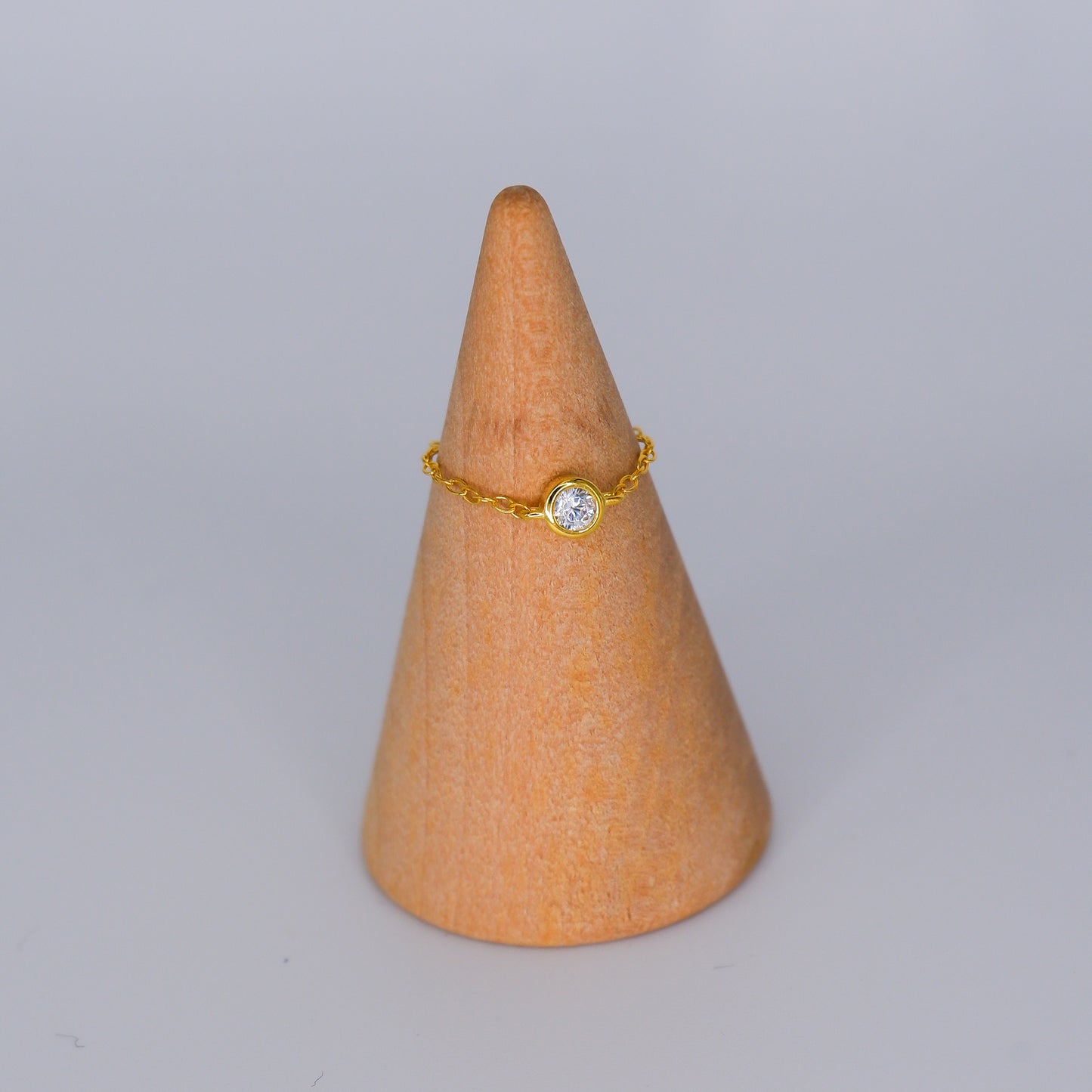 Anel S925 Ajustável Ponto Luz Dourado