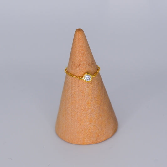 Anel S925 Ajustável Ponto Luz Dourado