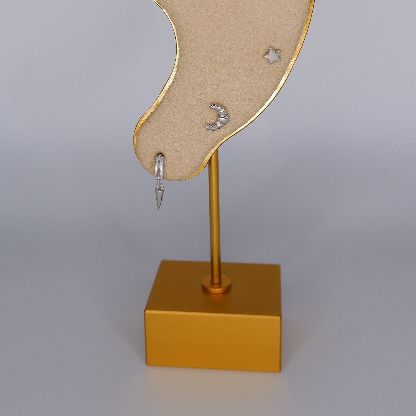 Piercings Achatados Prateados #7 Pico, Croissant, Estrela