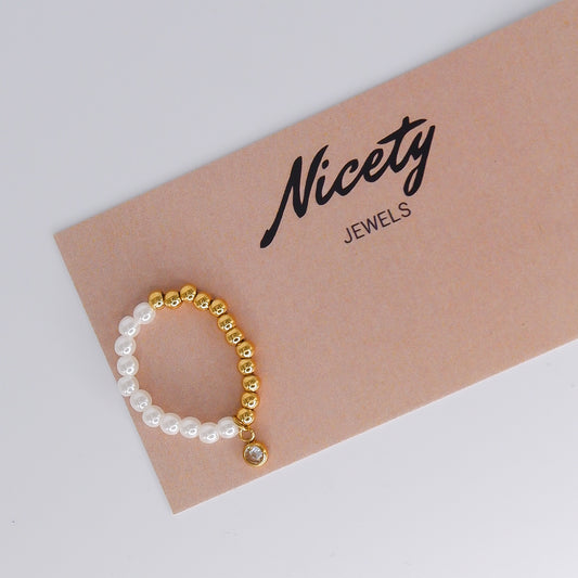 Anel Pérolas com Pendentes