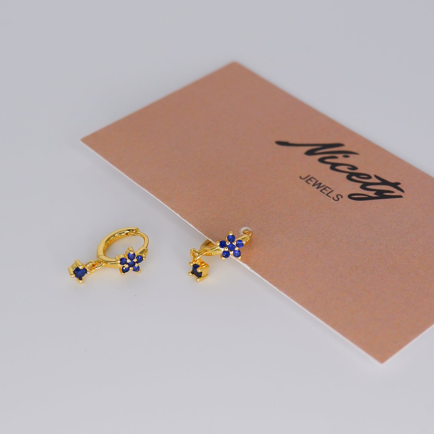 Argola S925 Flores Azuis
