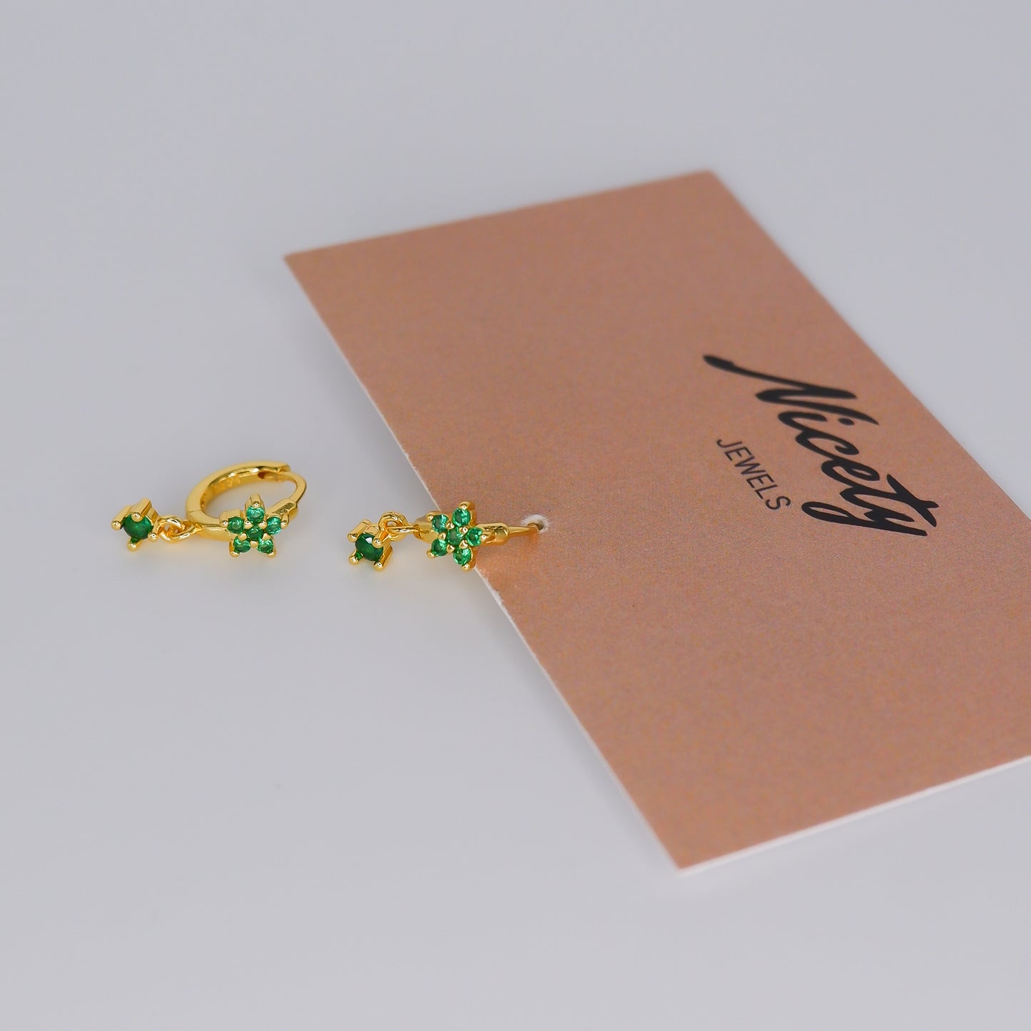 Argola S925 Flores Verdes