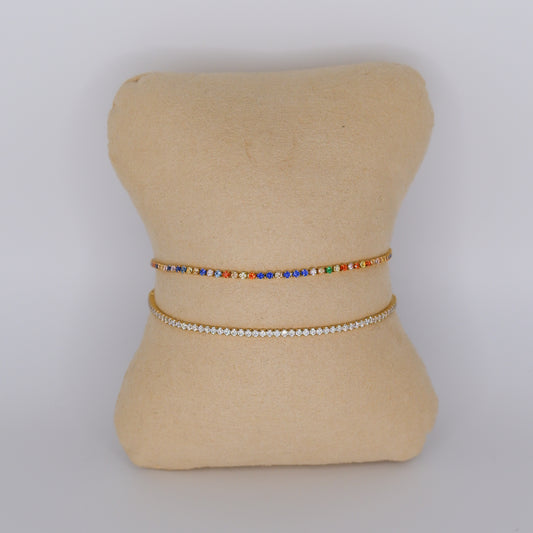 Pulseira Aço Inoxidável Reviera Fina Colorida e Transparente