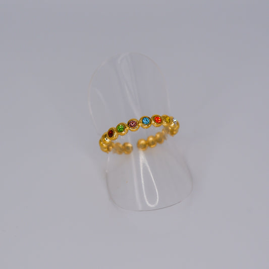 Anel Ajustável Brilhantes Coloridos
