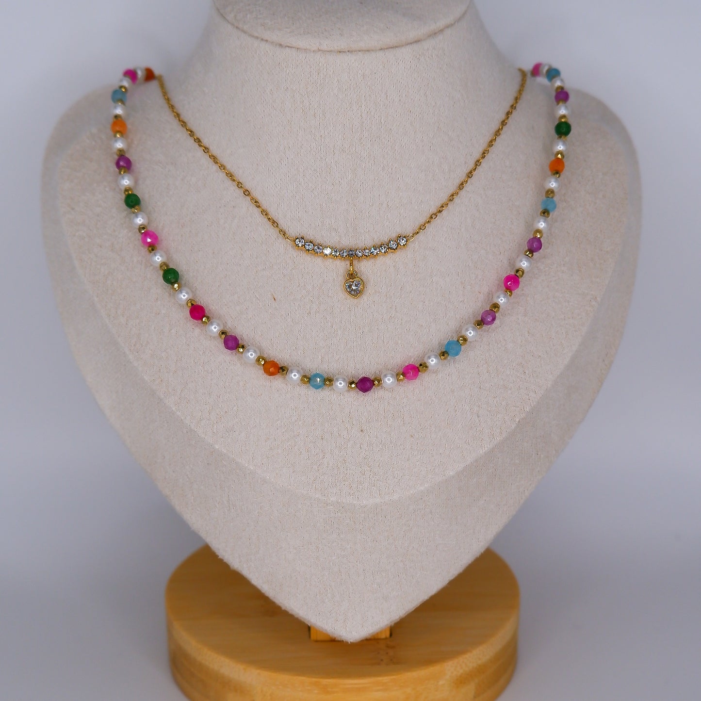 Colares Brilho Pendente e Pedras Coloridos