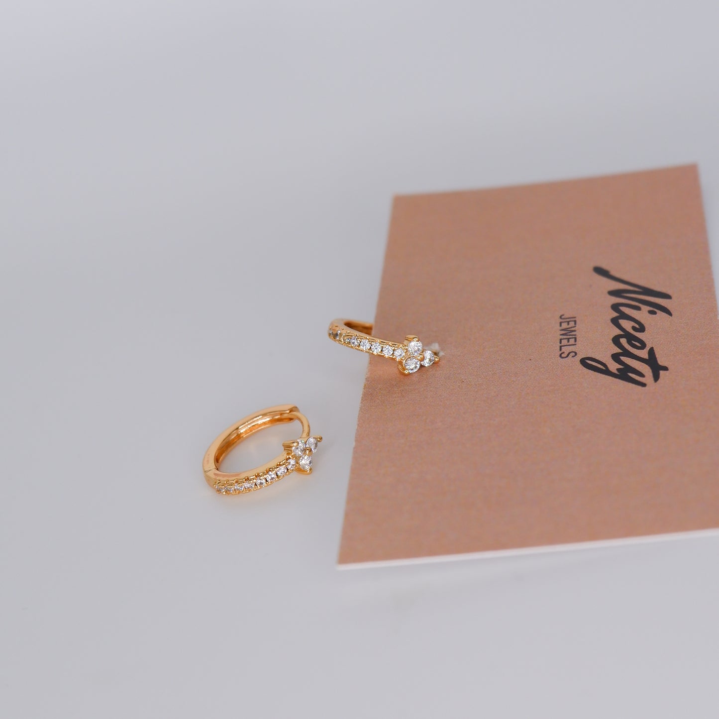 Argola Hipoalergénica 3 Brilhantes Flor Transparentes