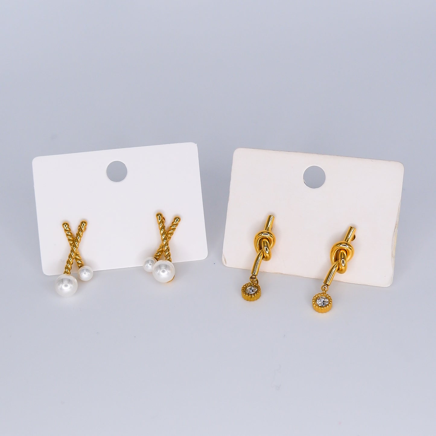 Brinco de Espeto X com Pérolas e Nó com Pendente