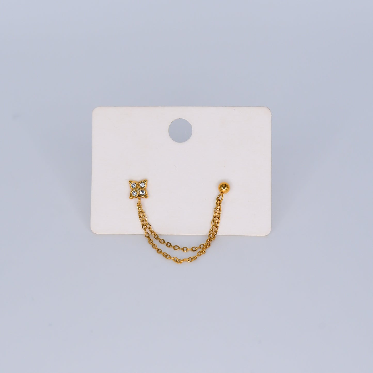 Brinco de Espeto Duplo com Corrente Flor