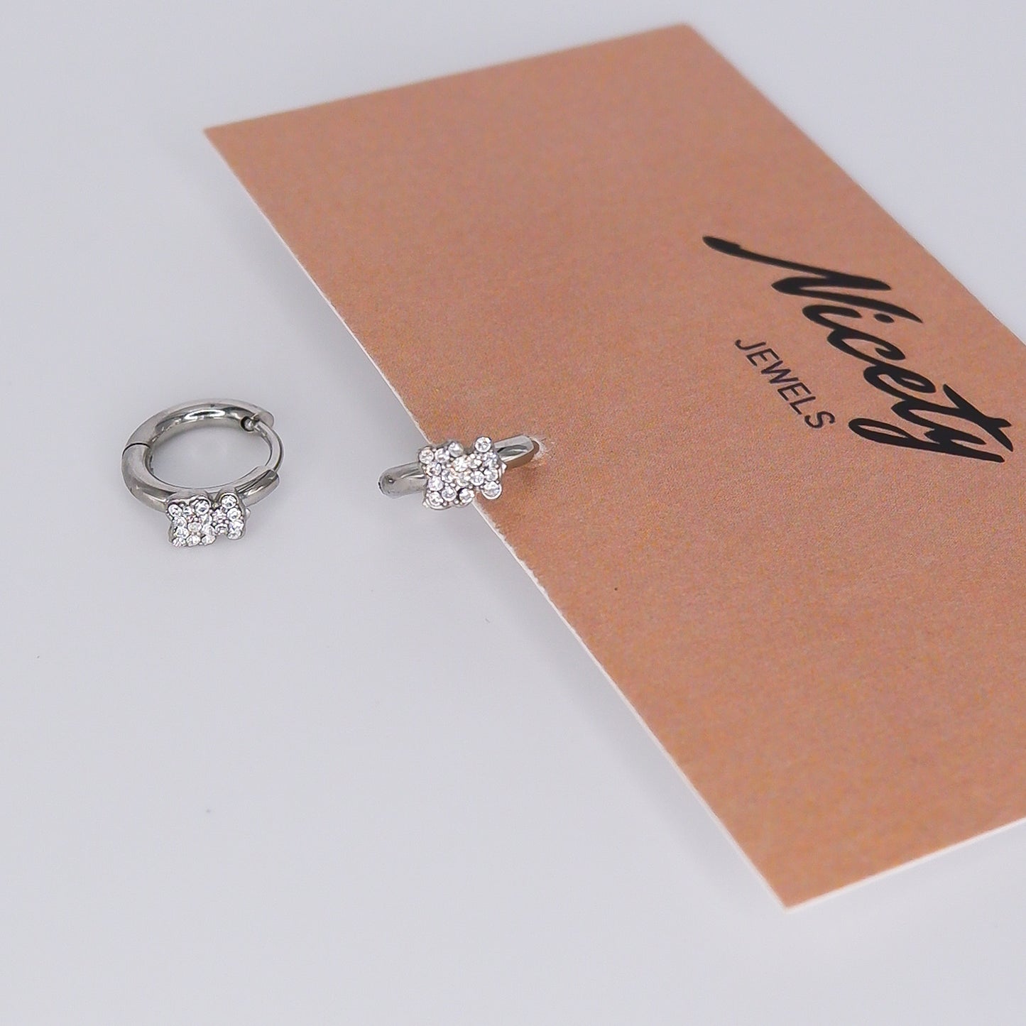 Argola Prateada Urso Brilhante