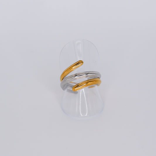 Anel Ajustável Tiras Bicolor