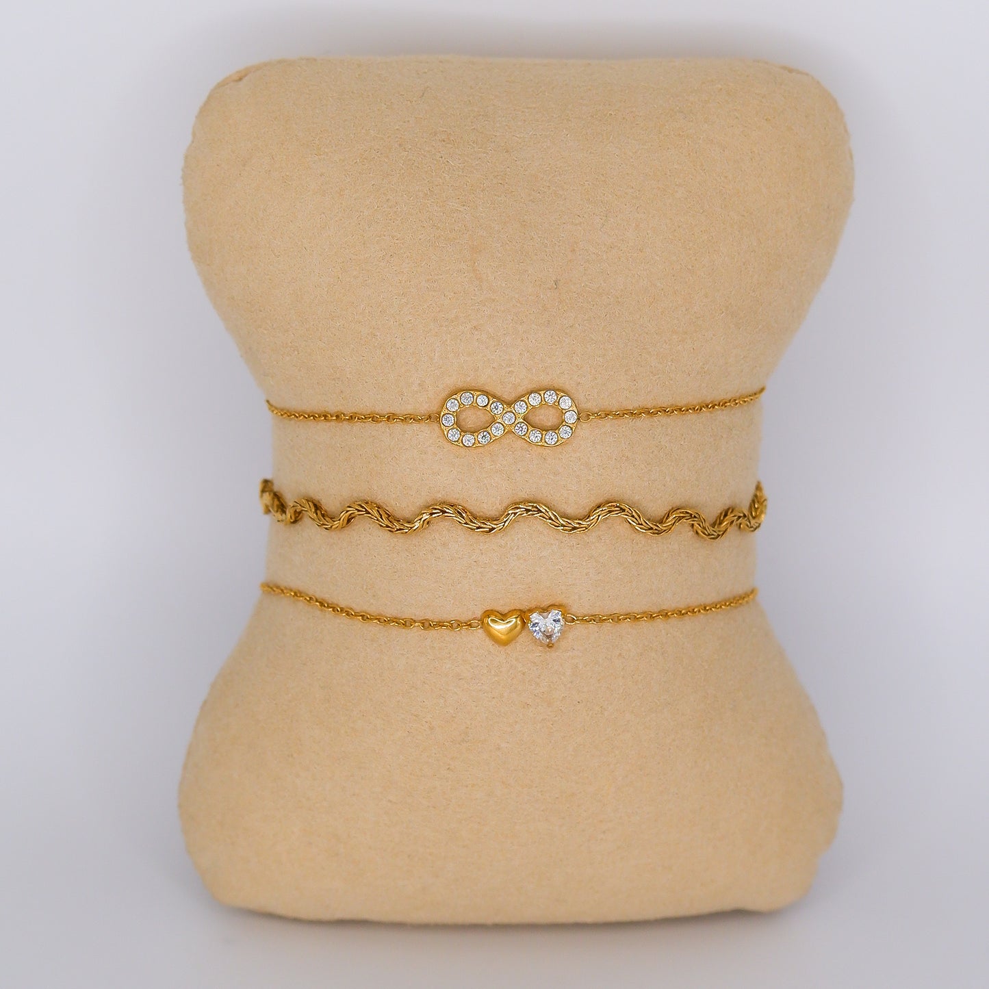Pulseira Aço Inoxidável Infinito, Onda e Corações