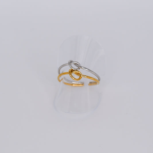 Anel Ajustável Nó Bicolor