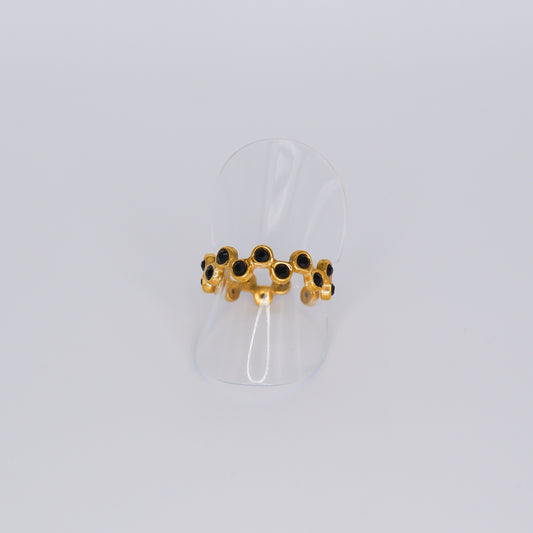 Anel Ajustável Brilhos Pretos