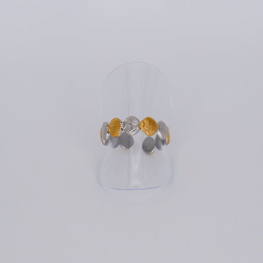 Anel Ajustável Conchas Bicolor