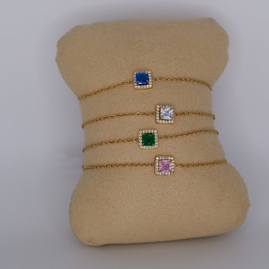 Pulseira Aço Inoxidável Quadrado Brilhante