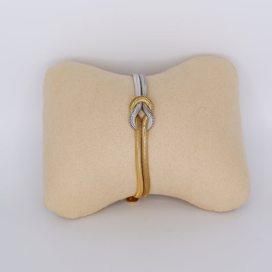 Pulseira Aço Inoxidável Nó Bicolor