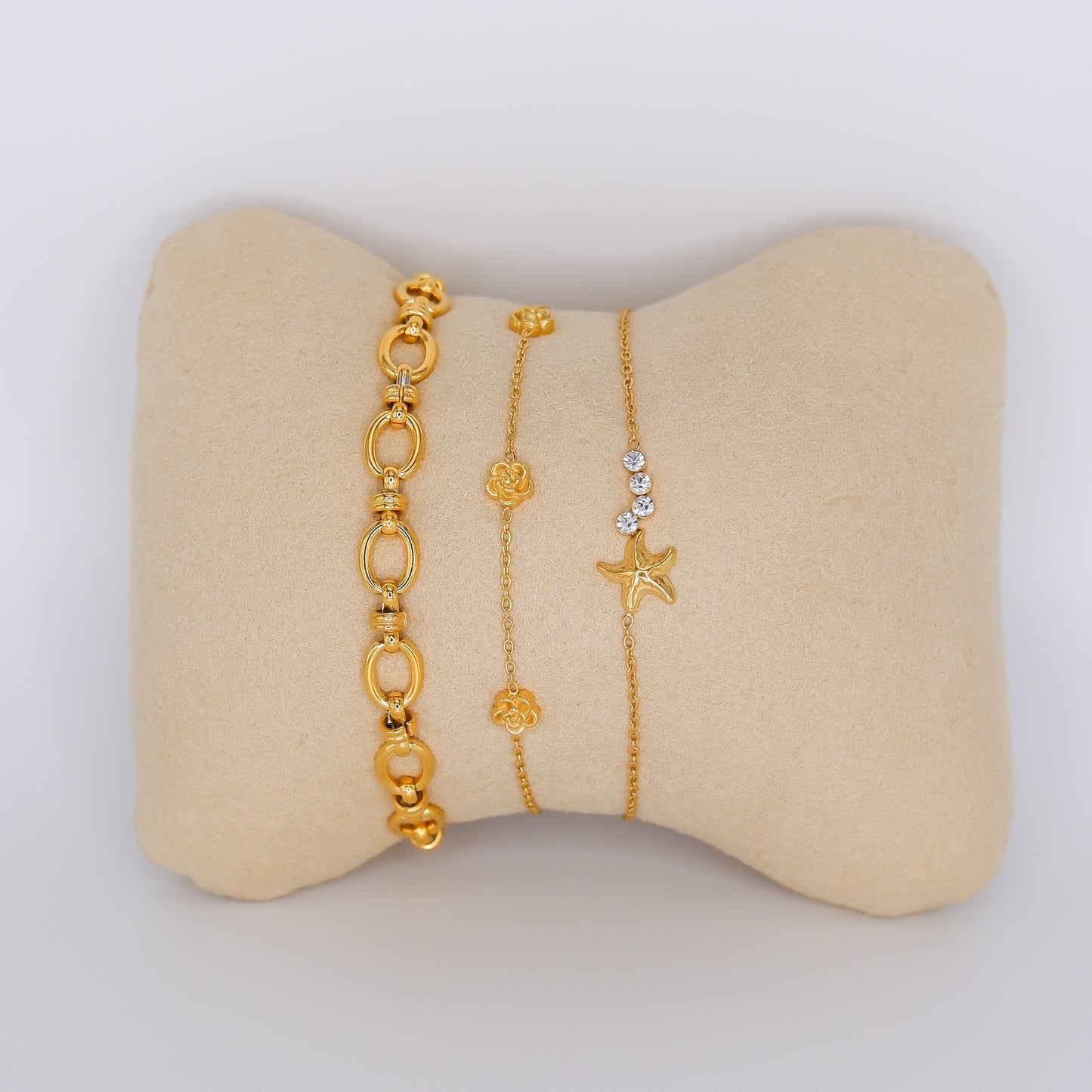 Pulseira Aço Inoxidável Círculos, Flores, Estrela